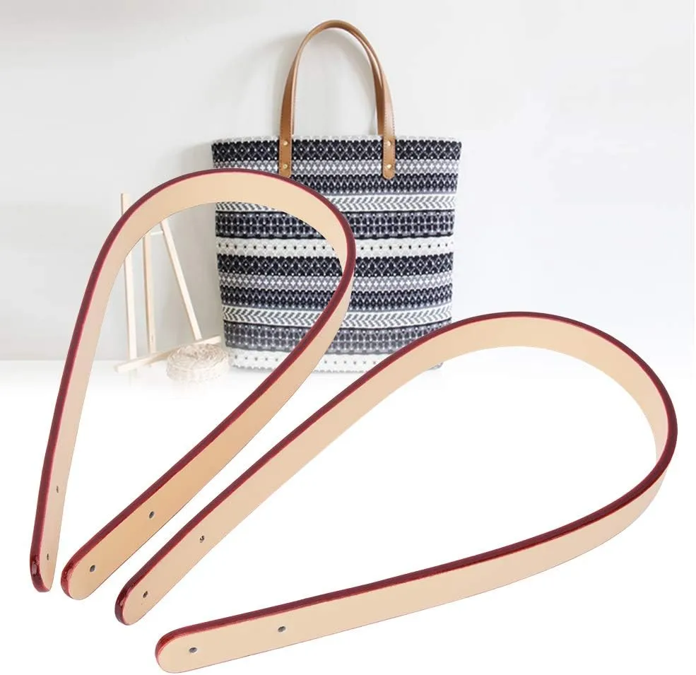 Bag Hand Strap Split Leather DIY Hand Made Handbag Parts with Light Gold Rivet Set for Handbags Shoulder Bags Brown Black Brown Yellow Wine Red Red Beige Salmon Pink 2Pcs 55cm
