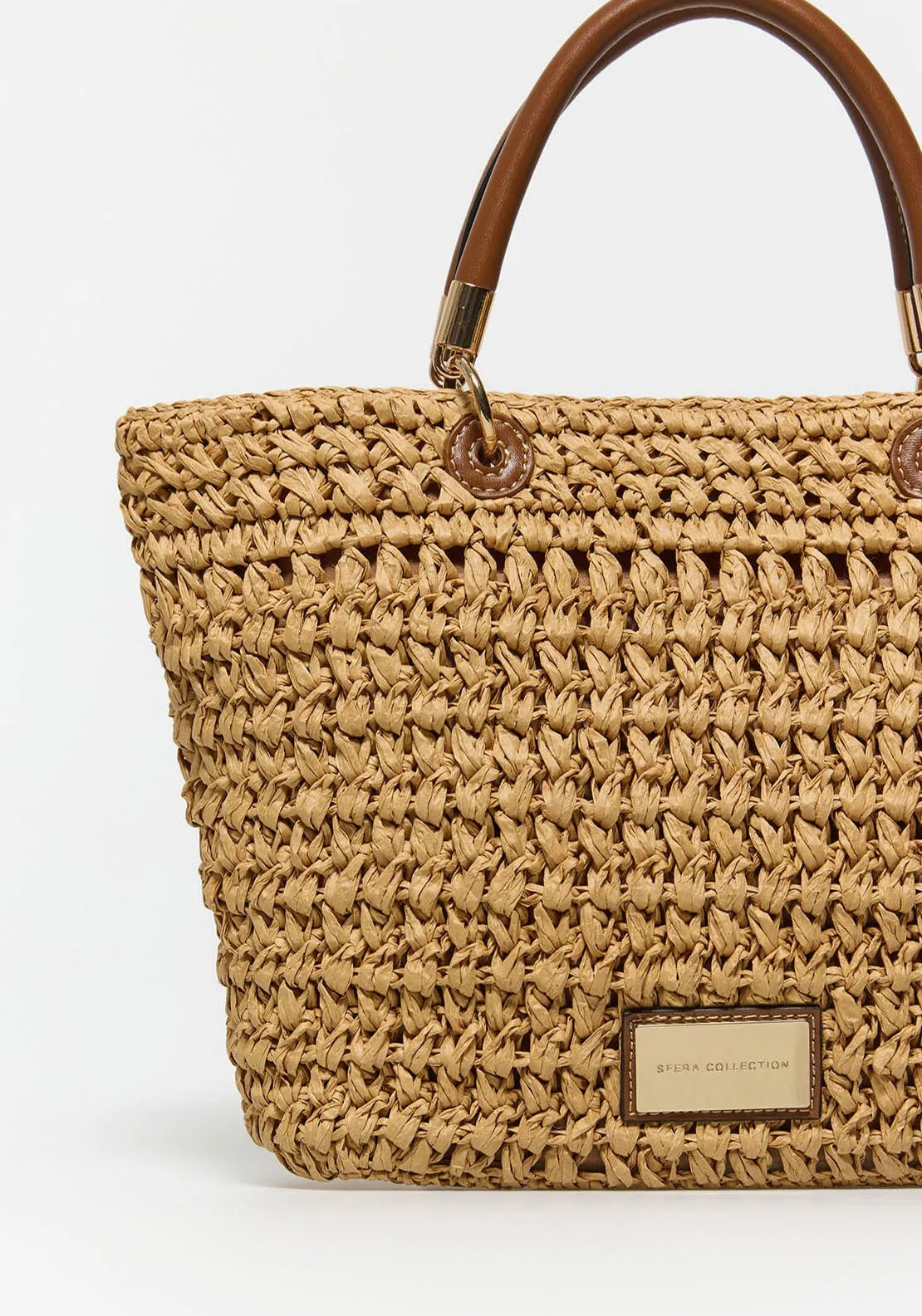 Bag Rustic Handle Applique - Camel