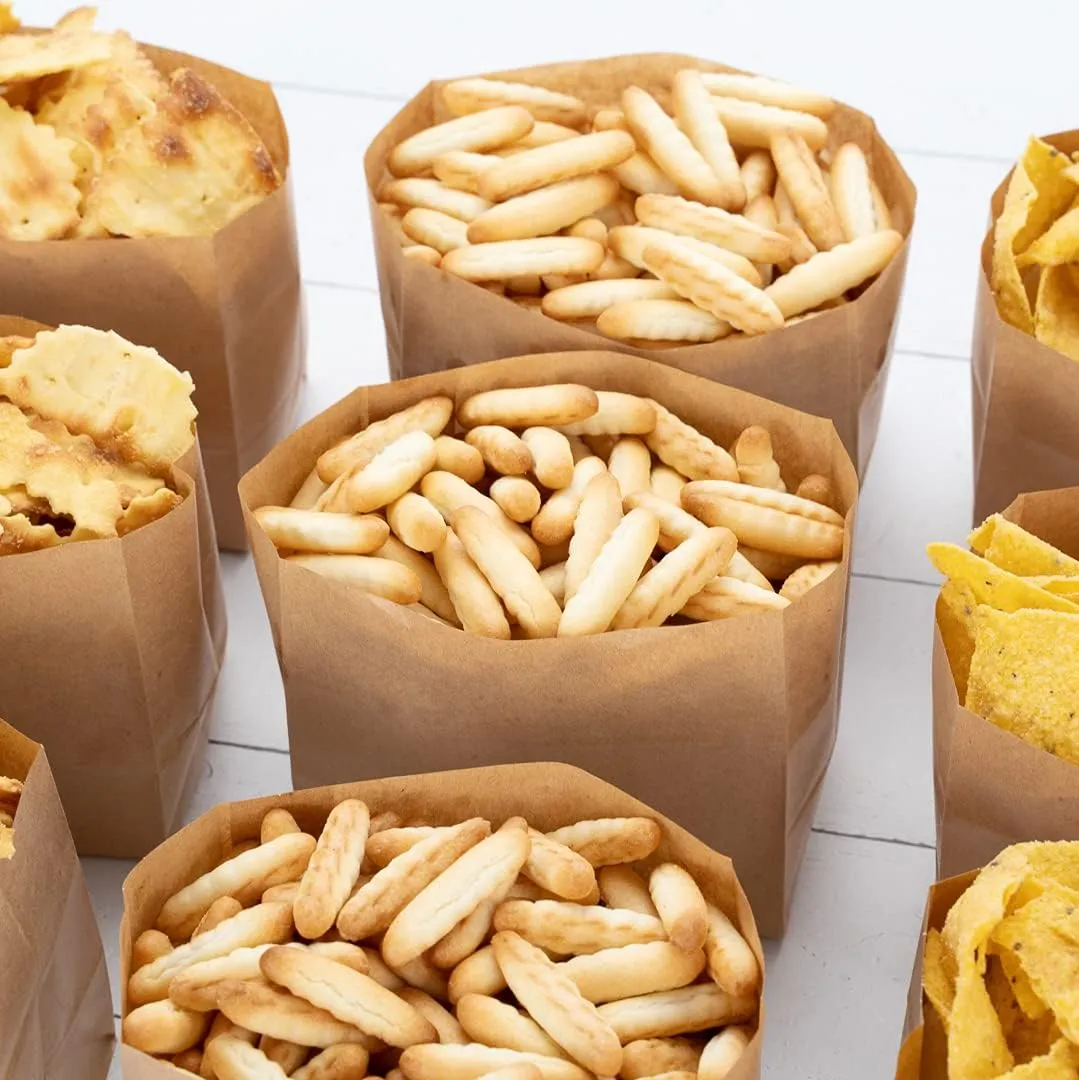 Bag Tek Kraft Paper Large Snack Bag - 4 1/4" x 2 1/2" x 3 3/4" - 100 count box