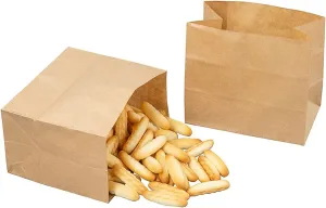 Bag Tek Kraft Paper Large Snack Bag - 4 1/4" x 2 1/2" x 3 3/4" - 100 count box