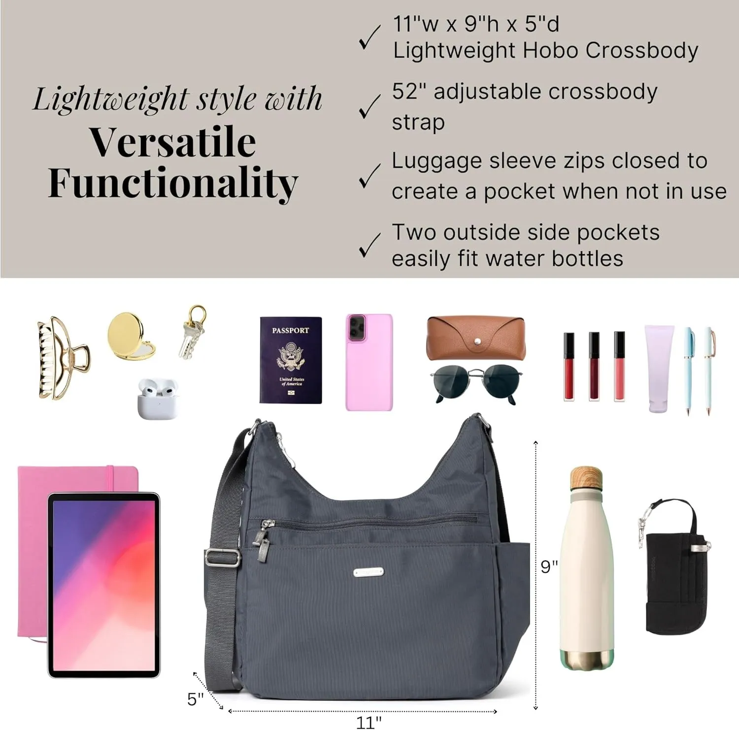 Baggallini Essential Hobo Crossbody