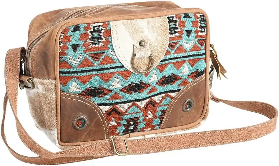 Bags OHV378 Cross Body Ii Upcycled Wool Hair-On Genuine Leather Women Bag Western Handbag Purse