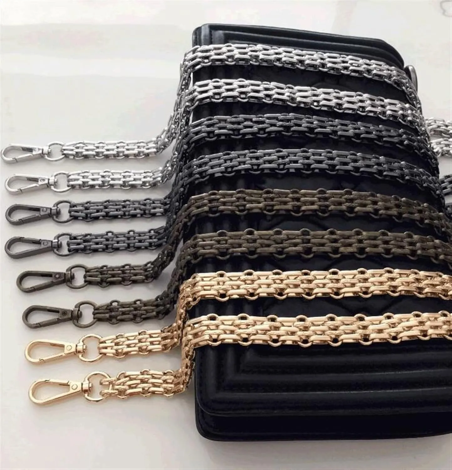 bags strap 60/100/110/120/130/140/CM metal chain steel golden handbag replacement shoulder strap for handbag purse shoulder bag underarm bag crossbody bag handle. wide shoulder strap ( Size : 120cm )