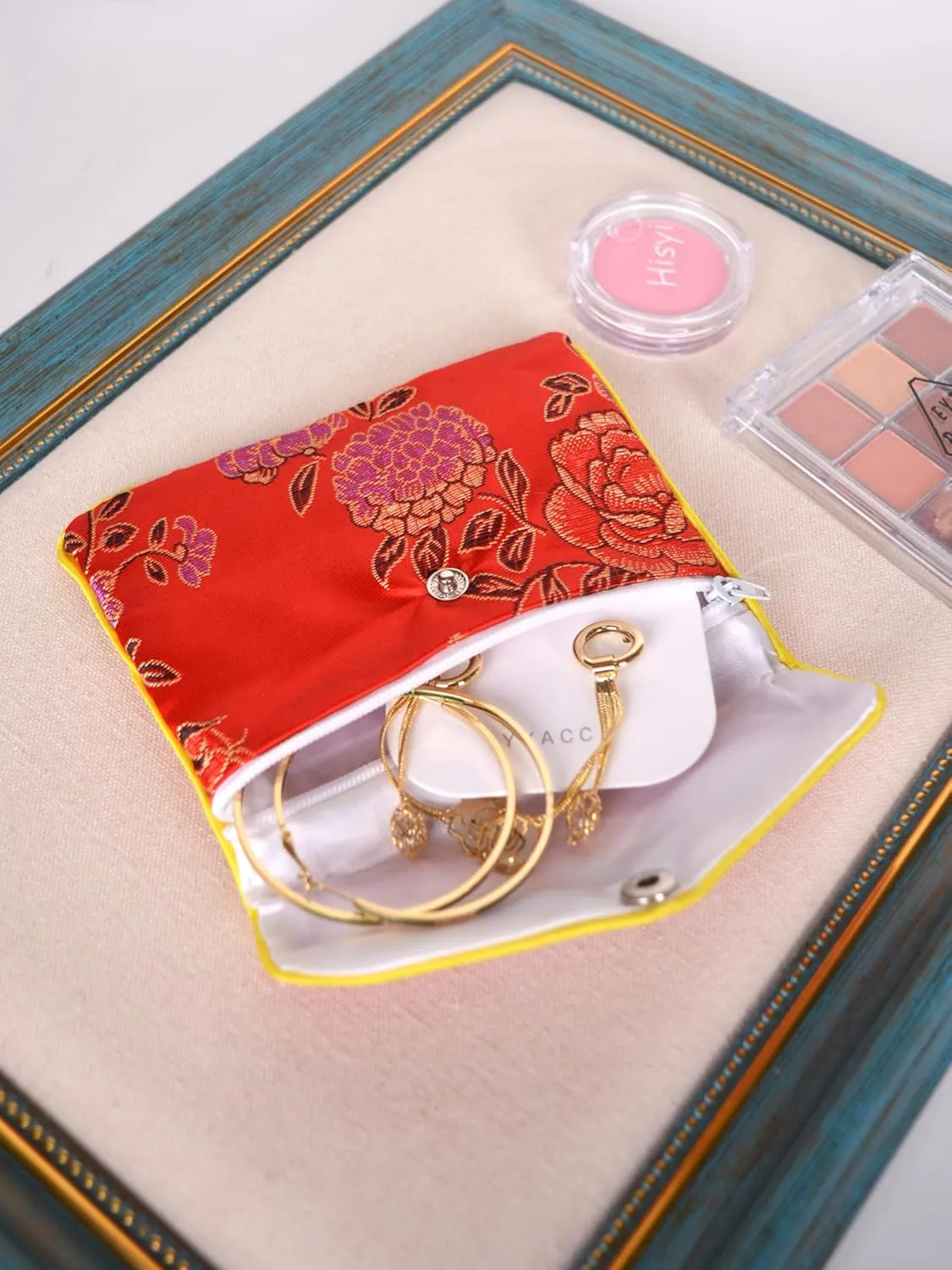 Baitaihem 15 Pack Jewelry Purse Pouch Gift Bags Chinese Silk Style Brocade Embroidered Bag,Red(Large)