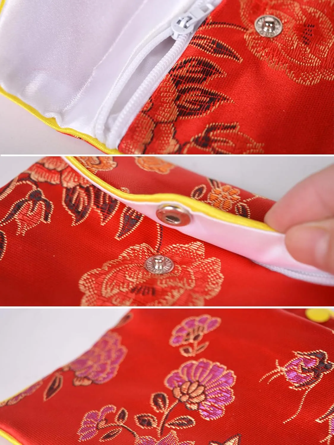 Baitaihem 15 Pack Jewelry Purse Pouch Gift Bags Chinese Silk Style Brocade Embroidered Bag,Red(Large)