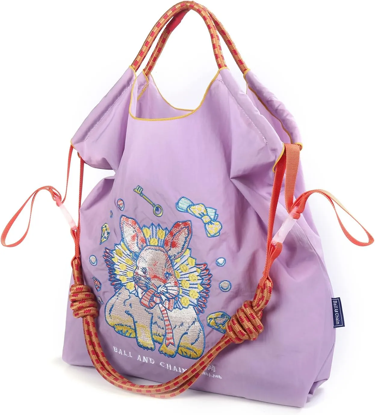 Ball&Chain Embroidery Tote Bag for Women, Foldable Tote Bag Large Shoulder Bag Top Handle Handbag for Travel, Work