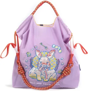 Ball&Chain Embroidery Tote Bag for Women, Foldable Tote Bag Large Shoulder Bag Top Handle Handbag for Travel, Work