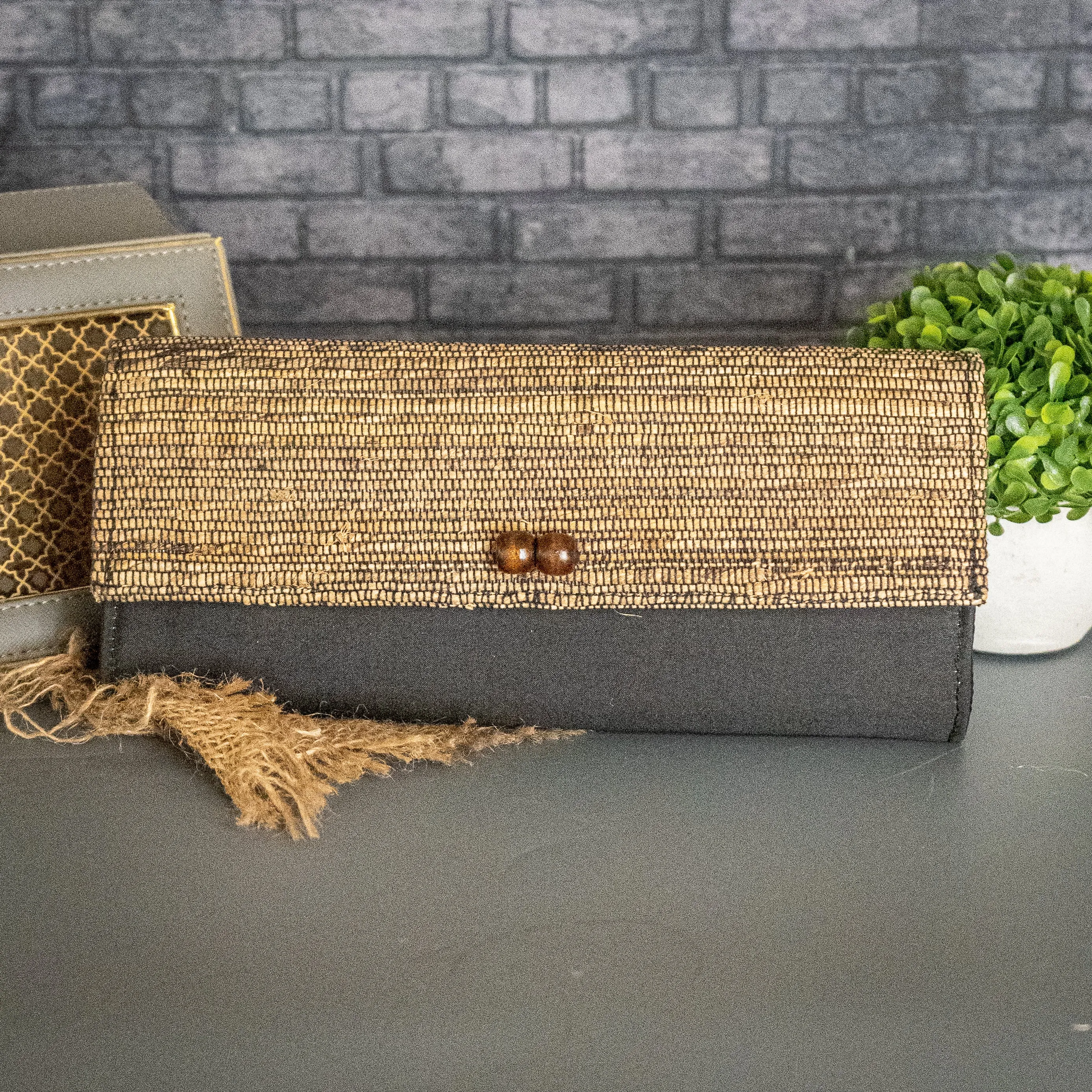 Banana Fiber Clutch For Women (Black)