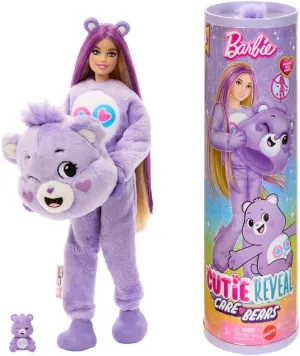 Barbie Cutie Reveal Doll & Accessories, Care Bears Series with Share Bear Costume & 10 Surprises Including Color Change & Mini Bear