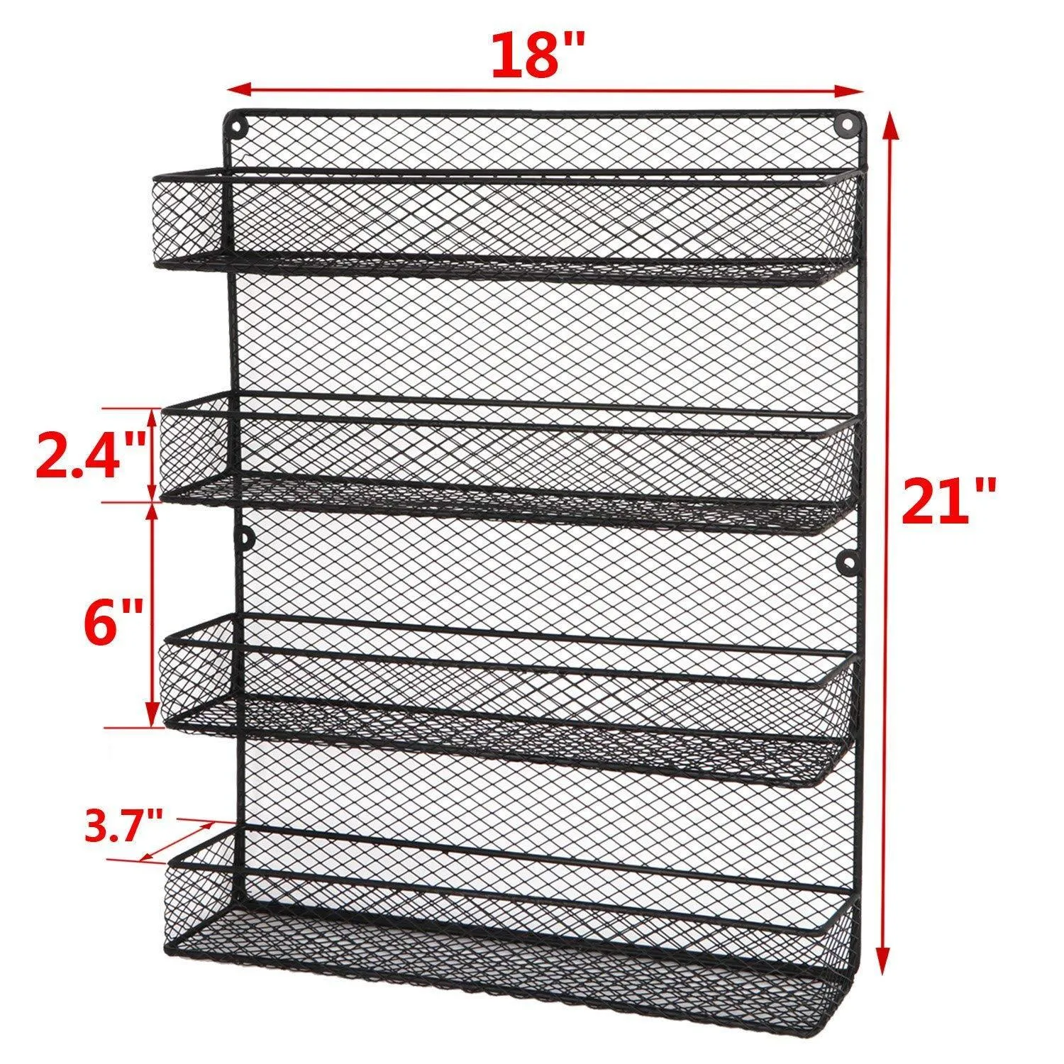 BBBuy 4 Tier Spice Rack Organizer wall mounted Country Rustic Chicken Holder Large Cabinet or Wall Mounted Wire Pantry Storage Rack, Great for Storing Spices, Household stuffs