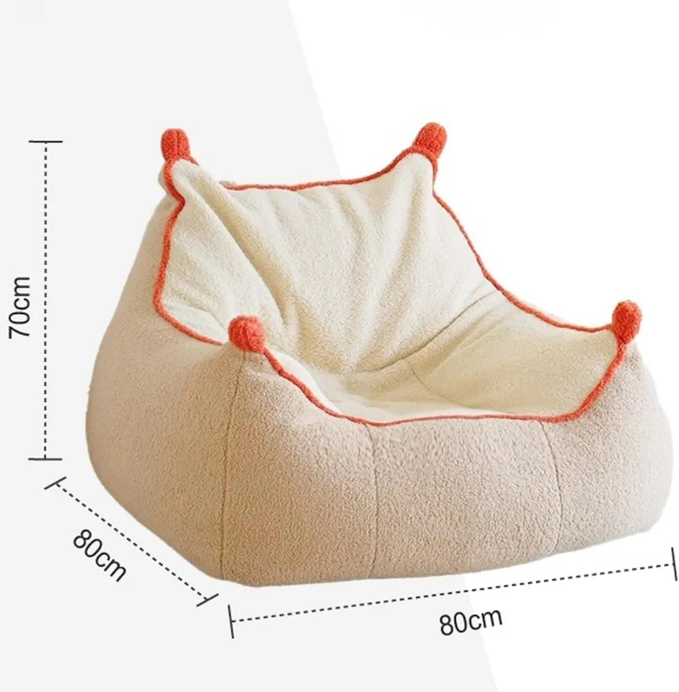 Bean Bag Chair Adult, Floor Sofa with Handle Top Faux Cashmere Fleece Bean Bag Cover No Filler Beanbag Chair Pouf Ottoman Sac Floor Seat Sofa Couch for Gaming Reading Relaxing Living Room Furniture(O