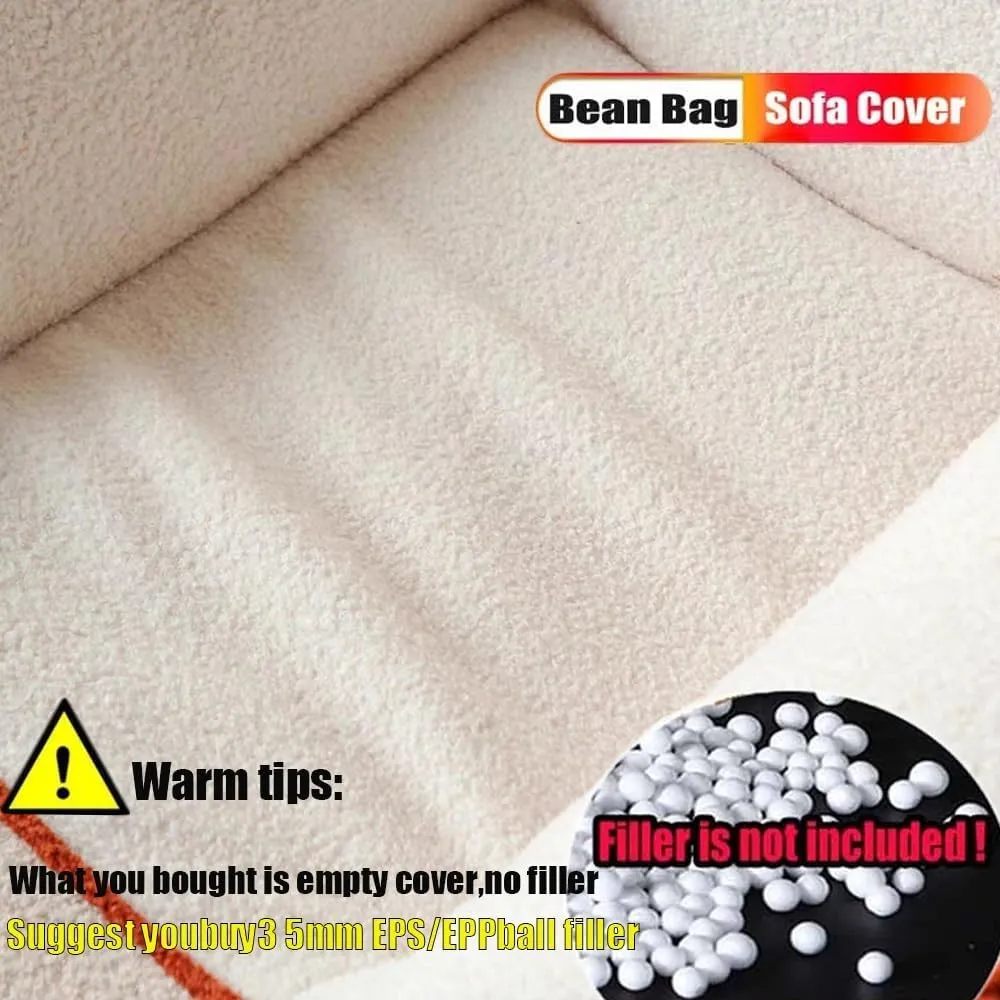 Bean Bag Chair Adult, Floor Sofa with Handle Top Faux Cashmere Fleece Bean Bag Cover No Filler Beanbag Chair Pouf Ottoman Sac Floor Seat Sofa Couch for Gaming Reading Relaxing Living Room Furniture(O