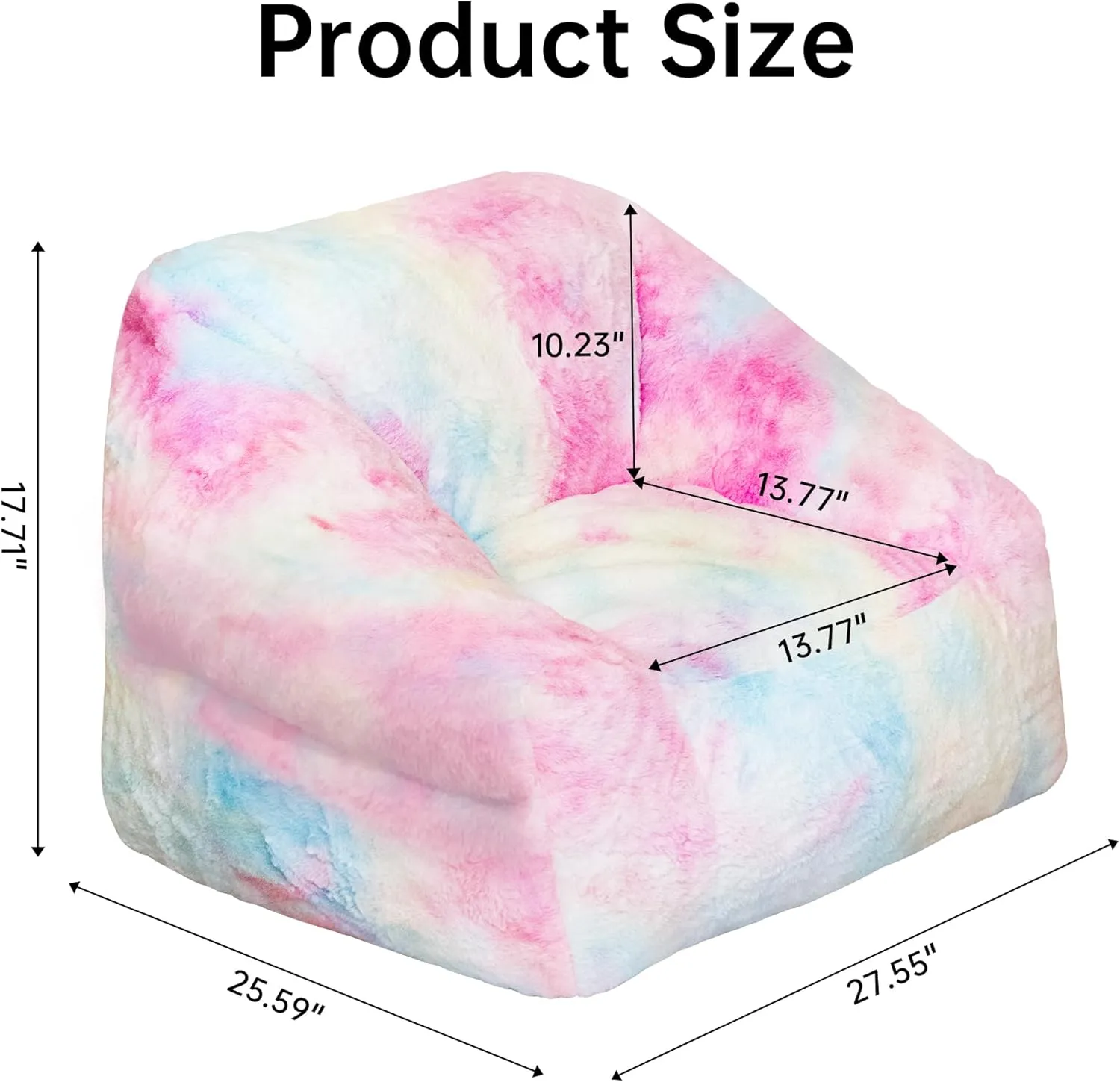 Bean Bag Chairs for Kids, 27" Modern Rainbow Colors Beanbag Sofa with Sponge Filling & Comfy Soft Faux Fur, Kids Teens Bean Bags Chair Sofa for Bedroom, Living Room, Set of 2(Colorful)