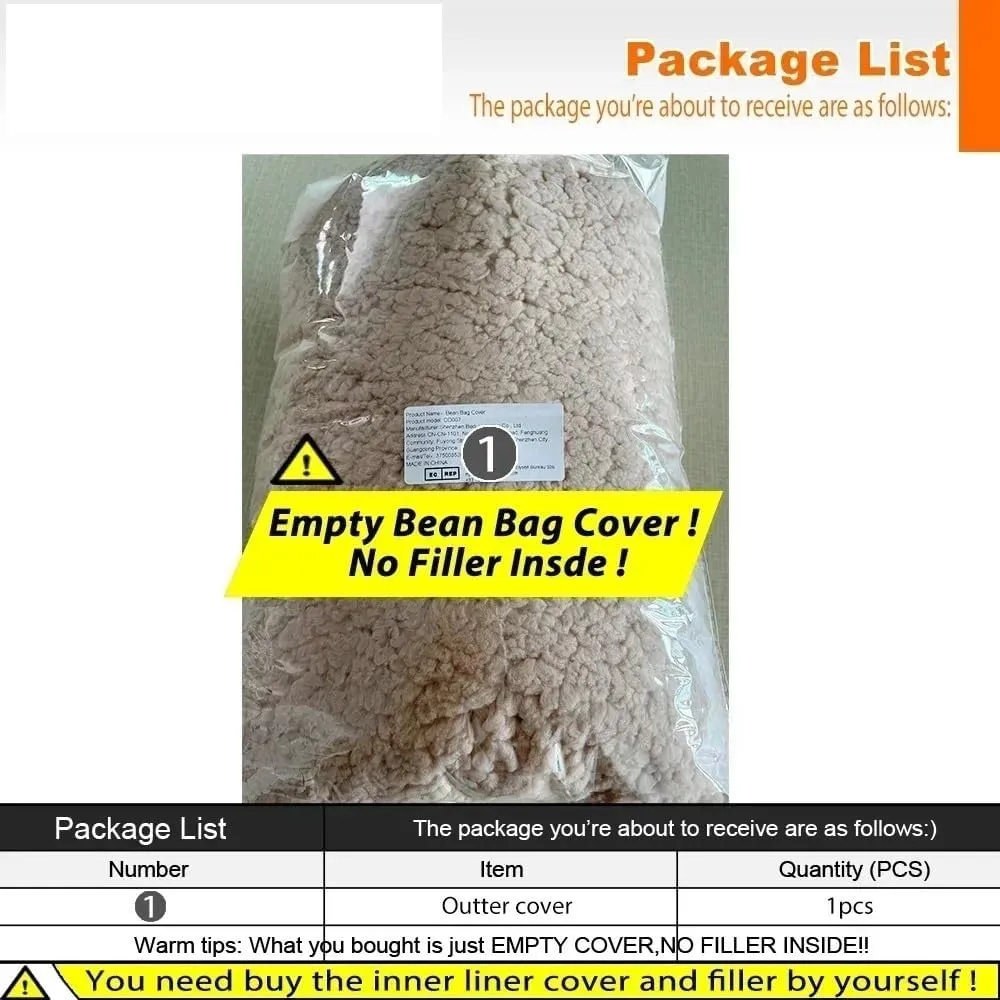 Bean Bag Chairs With Faux Cashmere Cover,Bean Bag Chair For Adults/Teens No Filling, Pouf Cover,Round Fluffy Sofa For Living Room Bedroom College Dorm,Machine Washable Cover(02-red,D100cm-cover)