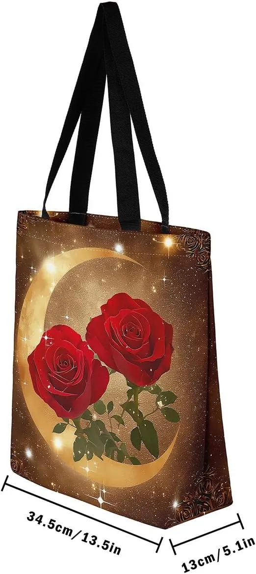Bear Canvas Tote Bag for Women,Animal Paw Print Pine Trees Beach Bag Woodland Wildlife Cabin Rustic Shoulder Bag