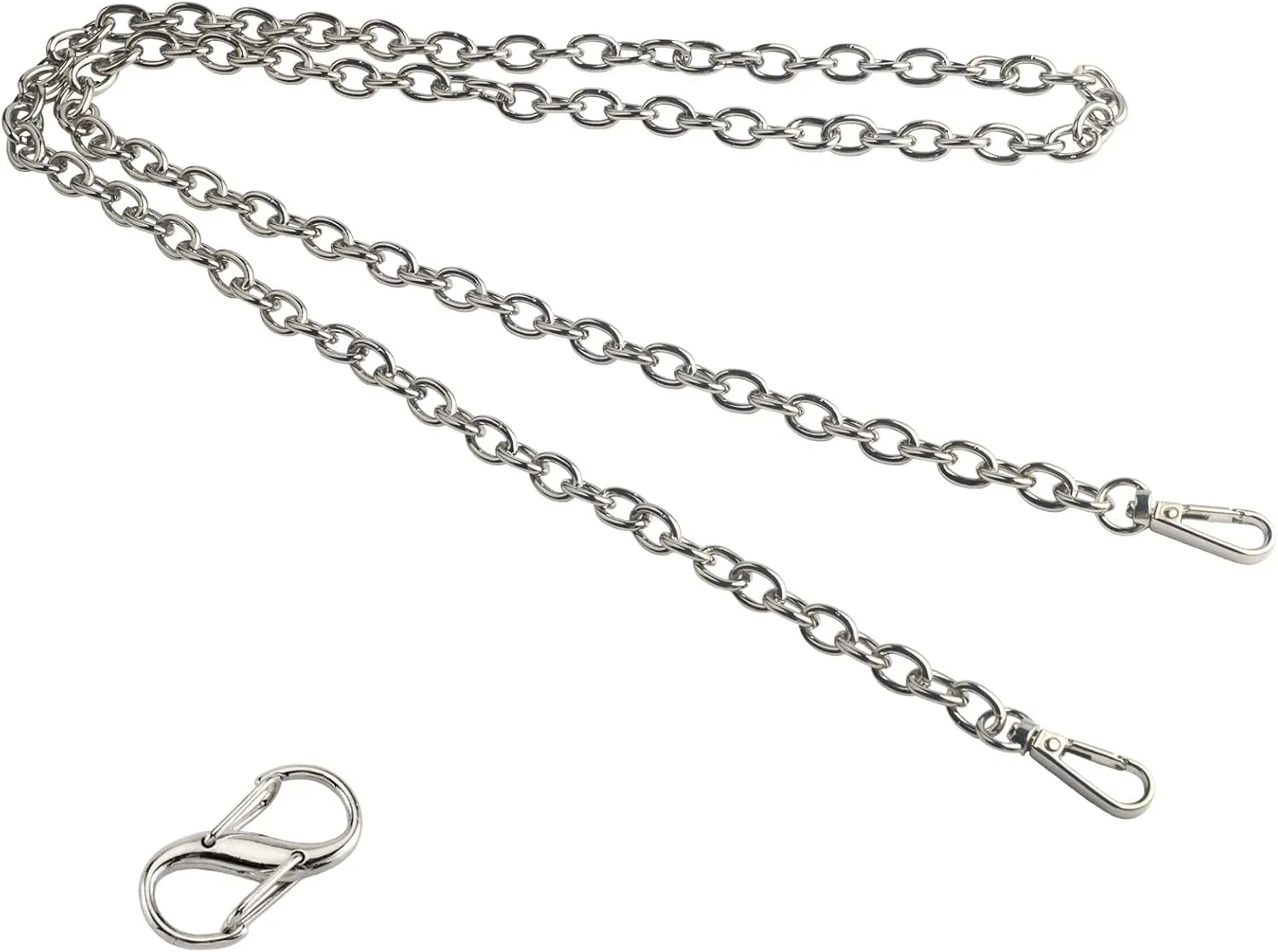 BEAULEGAN Purse Chain Strap - Replacement Shoulder Crossbody Bag with Adjustable Buckle - 51 inches Long (Silver)