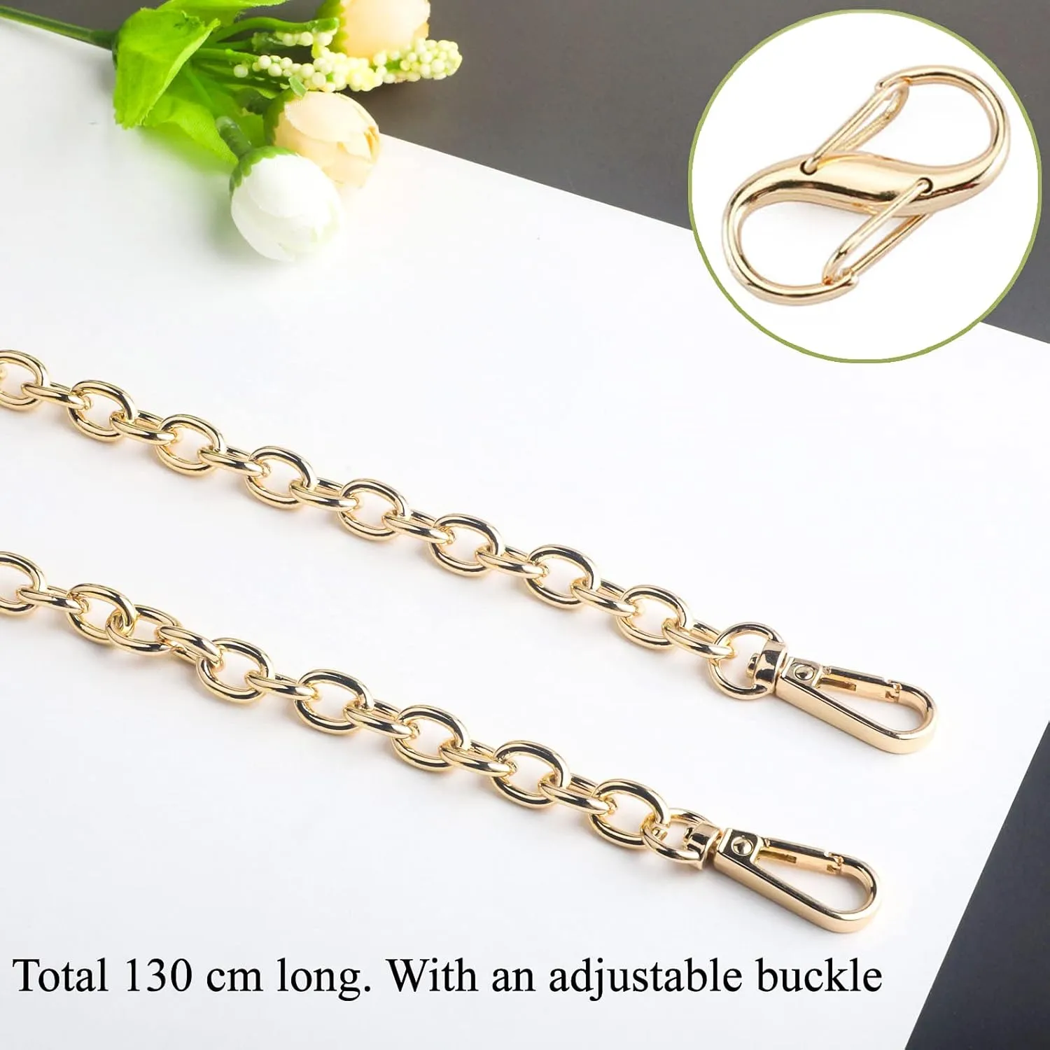 BEAULEGAN Purse Chain Strap - Replacement Shoulder Crossbody Bag with Adjustable Buckle - 51 inches Long (Silver)