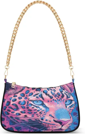 Beautiful Leopard Print Shoulder Bags for Women,Tote Handbag Mini Clutch Purse with Zipper Closure