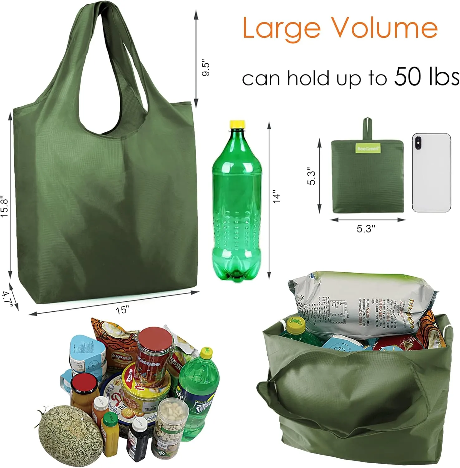 BeeGreen Reusable Grocery Bags Foldable Reusable Gift Bags Reusable Shopping Bags With Handles Polyester Grocery Bags Tote Bags Bulk Travel Tote Bags For Women Cloth Bags Colorful Gifts