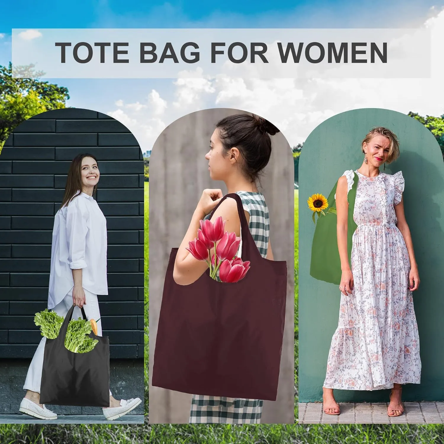 BeeGreen Reusable Grocery Bags Foldable Reusable Gift Bags Reusable Shopping Bags With Handles Polyester Grocery Bags Tote Bags Bulk Travel Tote Bags For Women Cloth Bags Colorful Gifts