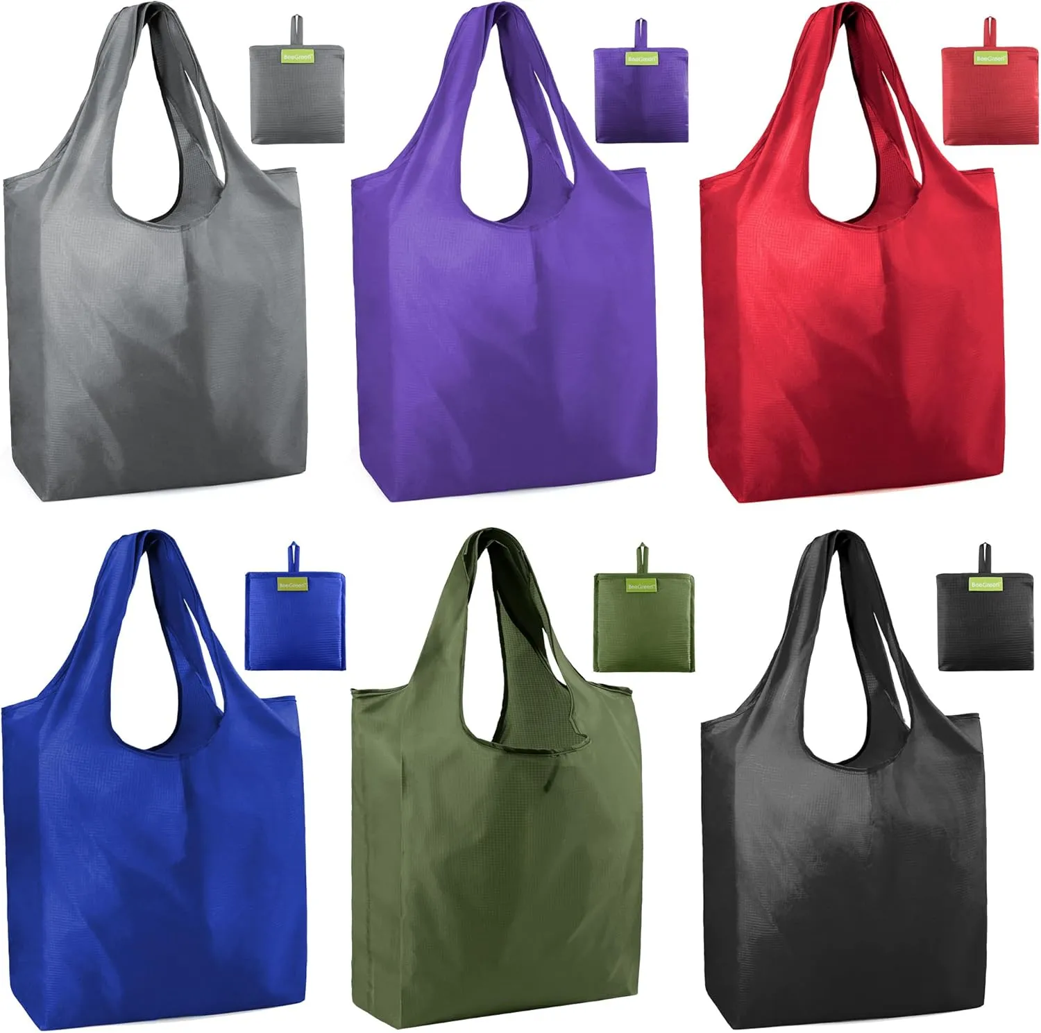 BeeGreen Reusable Grocery Bags Foldable Reusable Gift Bags Reusable Shopping Bags With Handles Polyester Grocery Bags Tote Bags Bulk Travel Tote Bags For Women Cloth Bags Colorful Gifts