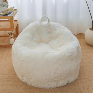 Beige bean bag chair covers (No Filler),comfy Plush fluffy for bedroom or Organizing Plush Toys or Textile bean bag chair Cover, kids teens girls, Anti-Slip, Beige