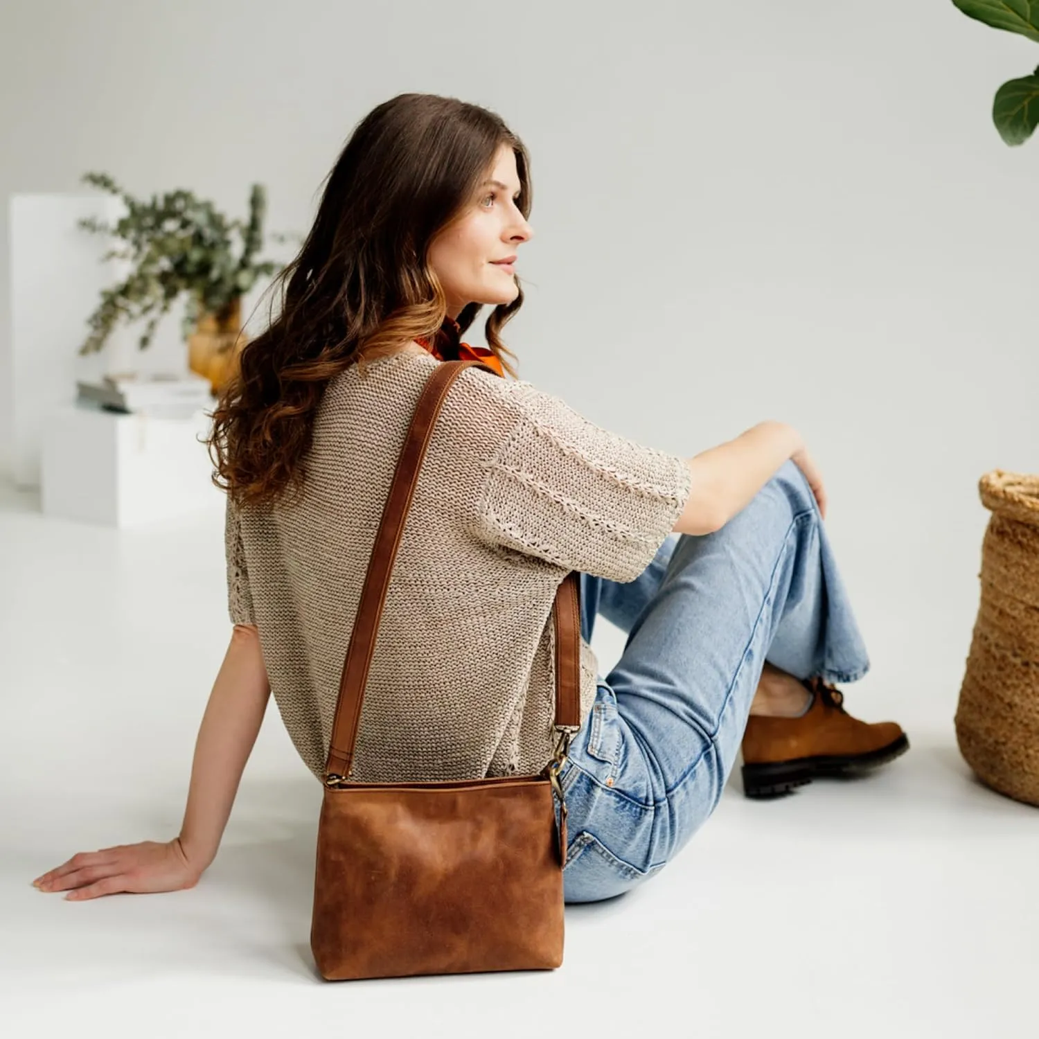 BERLINER BAGS Vintage Genuine Leather Shoulder Bag Marbella, Crossbody Purse for Women, Satchel Bag