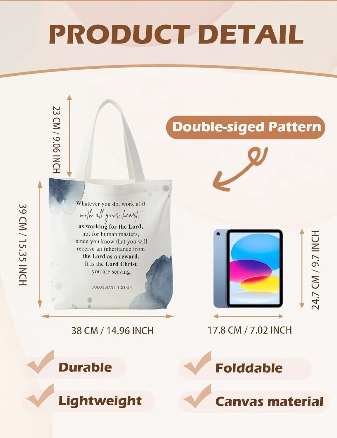 Bible Bags for Women, Christian Tote Bag, Gifts for Christian Women
