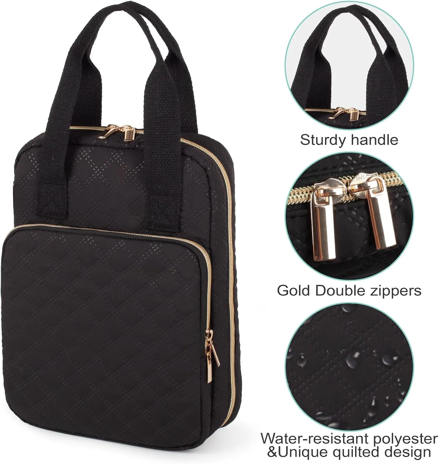 Bible Cover for Women, Bible Case with Handles,Carrying Bible Bag Scripture Case Church Bag Bible Protective with a Zippered Front Pocket & Velcro Back Pocket