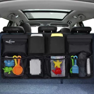 Big Ant Back Seat Trunk Organizer,Space Saving Car Trunk Storage Organizer with Lid Keep your Trunk Clean and Tidy 8 Large Pockets Car Organizer for Kids,Travel (34 x 18 inch)