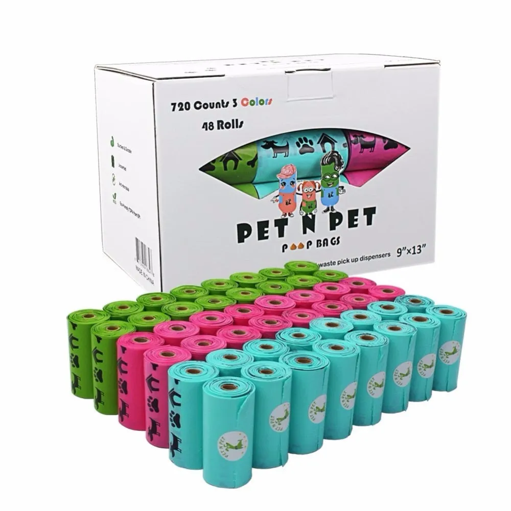 Biodegradable Budget-conscious Earth-Friendly Blue Scented Feature-rich Counts Lavender Pink Green Poop Rolls Multiple Garbage 720 Bag Colors 48 Dog Bags