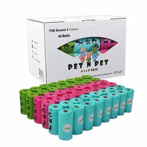  Biodegradable Budget-conscious Earth-Friendly Blue Scented Feature-rich Counts Lavender Pink Green Poop Rolls Multiple Garbage 720 Bag Colors 48 Dog Bags