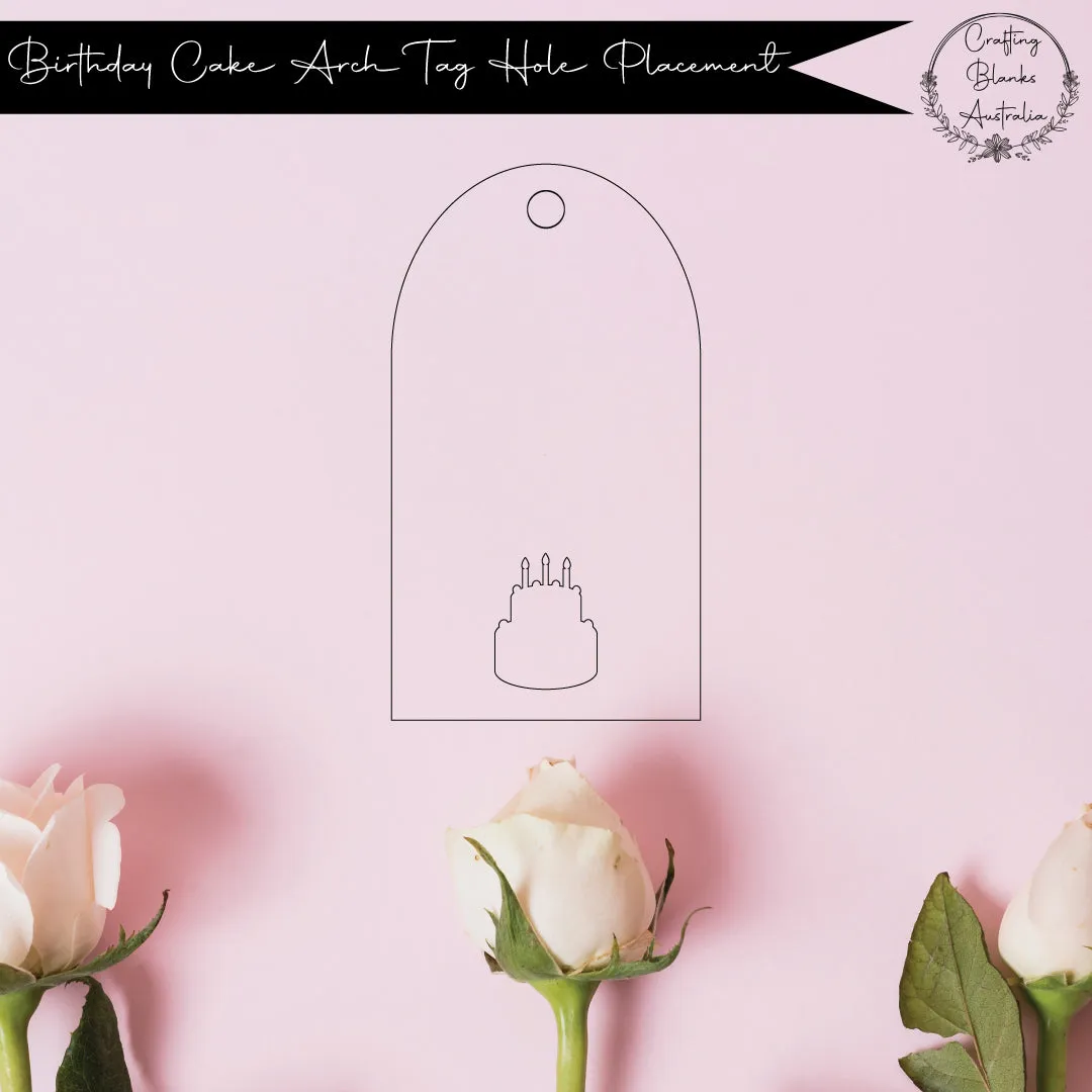 Birthday Cake • Arch Blank Tag • 50mm x 90mm