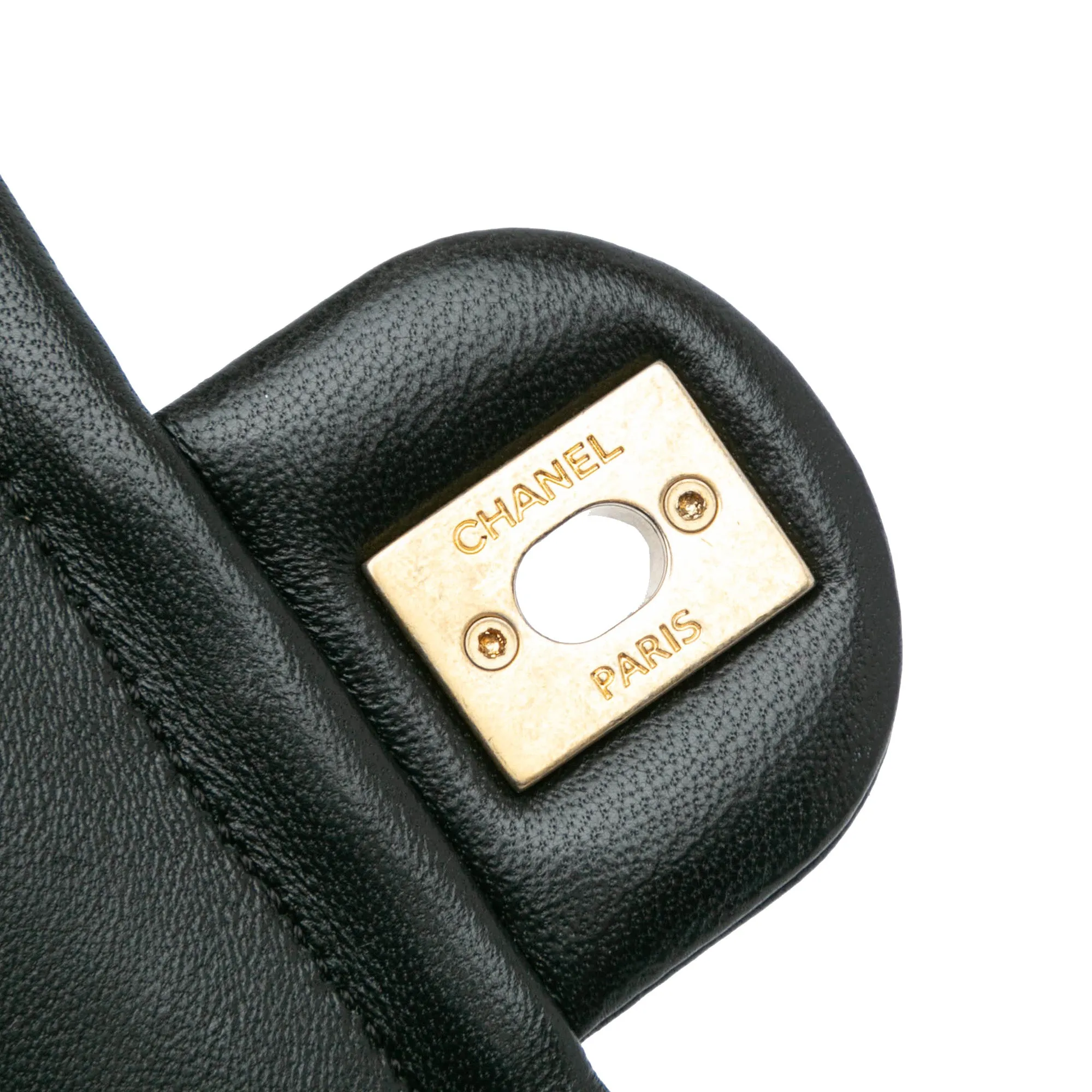 Black Chanel CC Quilted Lambskin Chain Link Flap Satchel