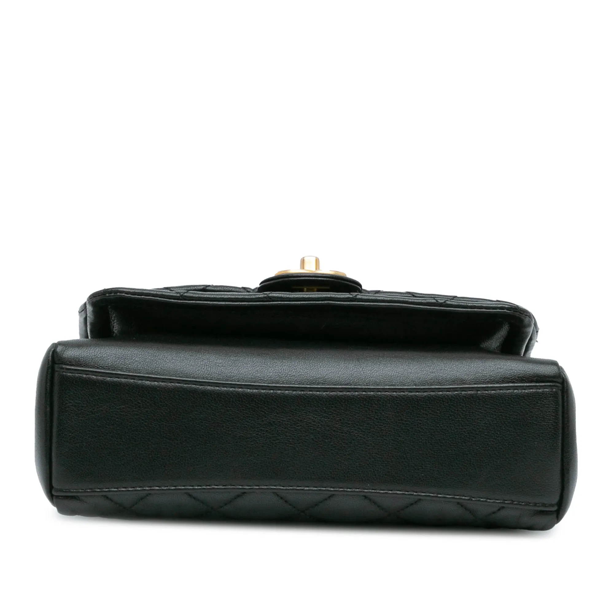 Black Chanel CC Quilted Lambskin Chain Link Flap Satchel