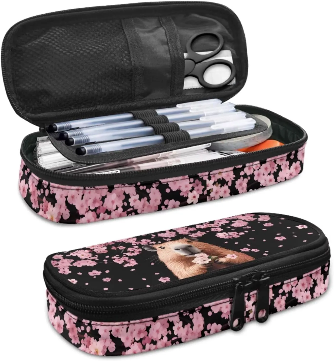 Black Guinea Pig 7Th Grade Girls for Teens School Backpack 4 In 1 Bags with Insulation Lunch Box Set Keychain Pencil Case 17 Inch Backpack Kids Book Bags Students Go To School