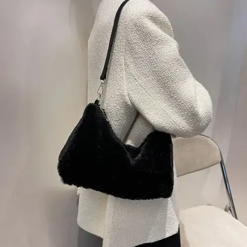 Black Luxe Faux Fur Shoulder Bags