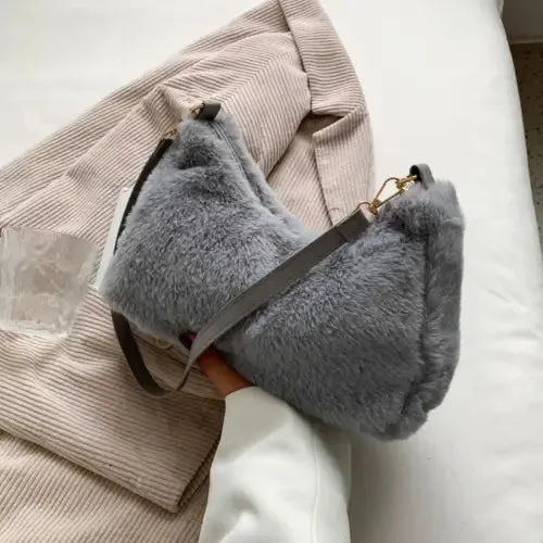 Black Luxe Faux Fur Shoulder Bags