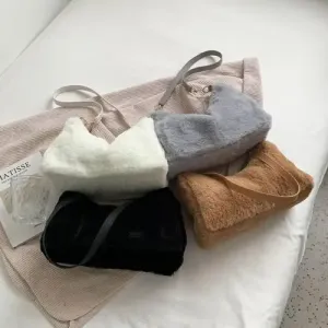 Black Luxe Faux Fur Shoulder Bags