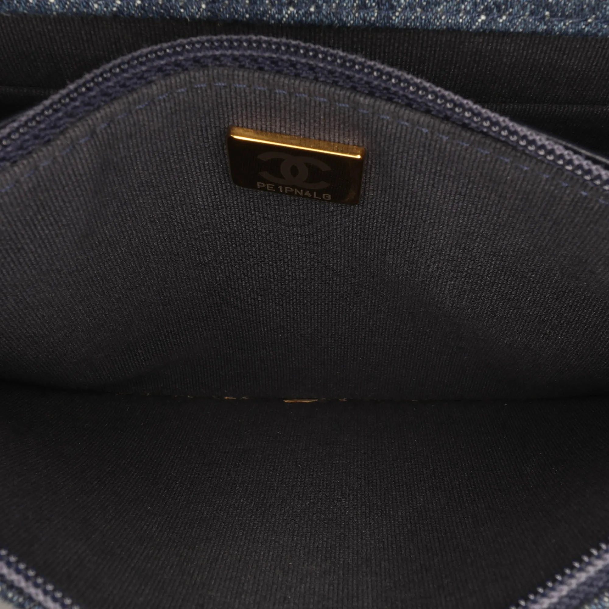 Blue Chanel Denim Stitched 19 Flap Wallet On Chain Crossbody Bag