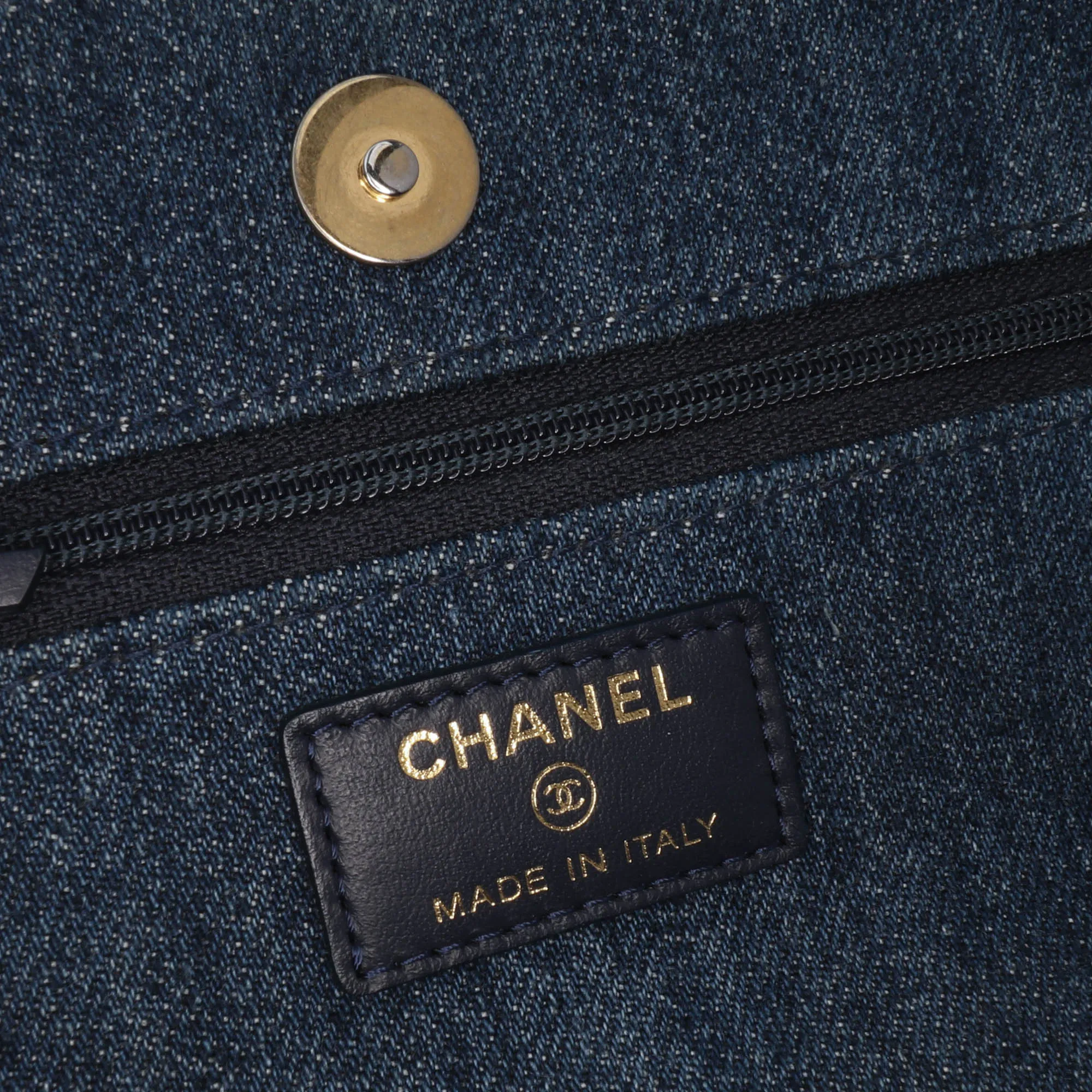 Blue Chanel Denim Stitched 19 Flap Wallet On Chain Crossbody Bag