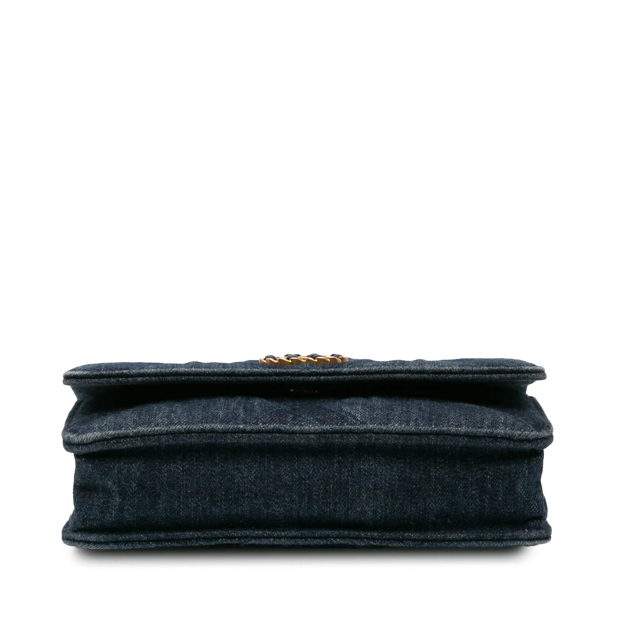Blue Chanel Denim Stitched 19 Flap Wallet On Chain Crossbody Bag