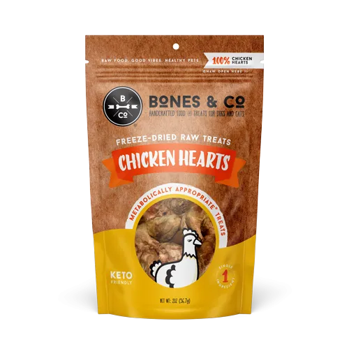 Bones & Co Chicken Hearts Freeze Dried Dog Treats