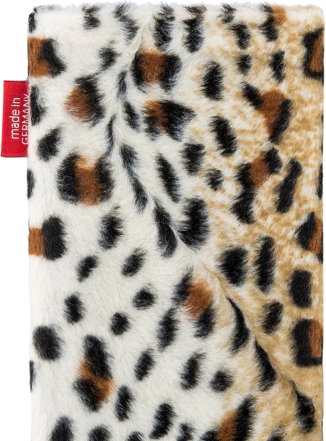 Bonga Leopard Custom Tailored Sleeve for Mobistel Cynus E1. Fine Imitation Fur Pouch with Integrated Microfibre Lining for Display Cleaning