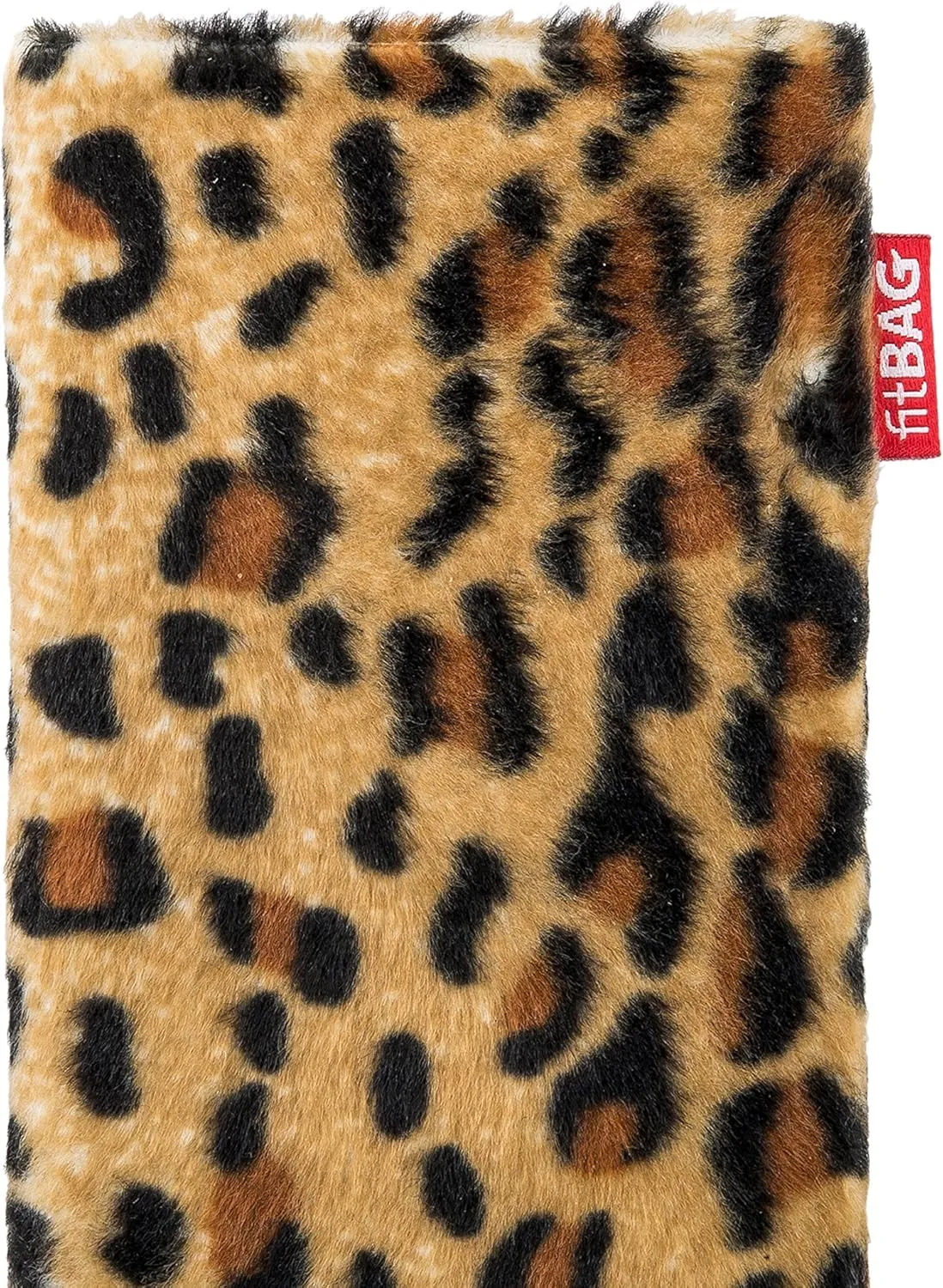 Bonga Leopard Custom Tailored Sleeve for Mobistel Cynus E1. Fine Imitation Fur Pouch with Integrated Microfibre Lining for Display Cleaning