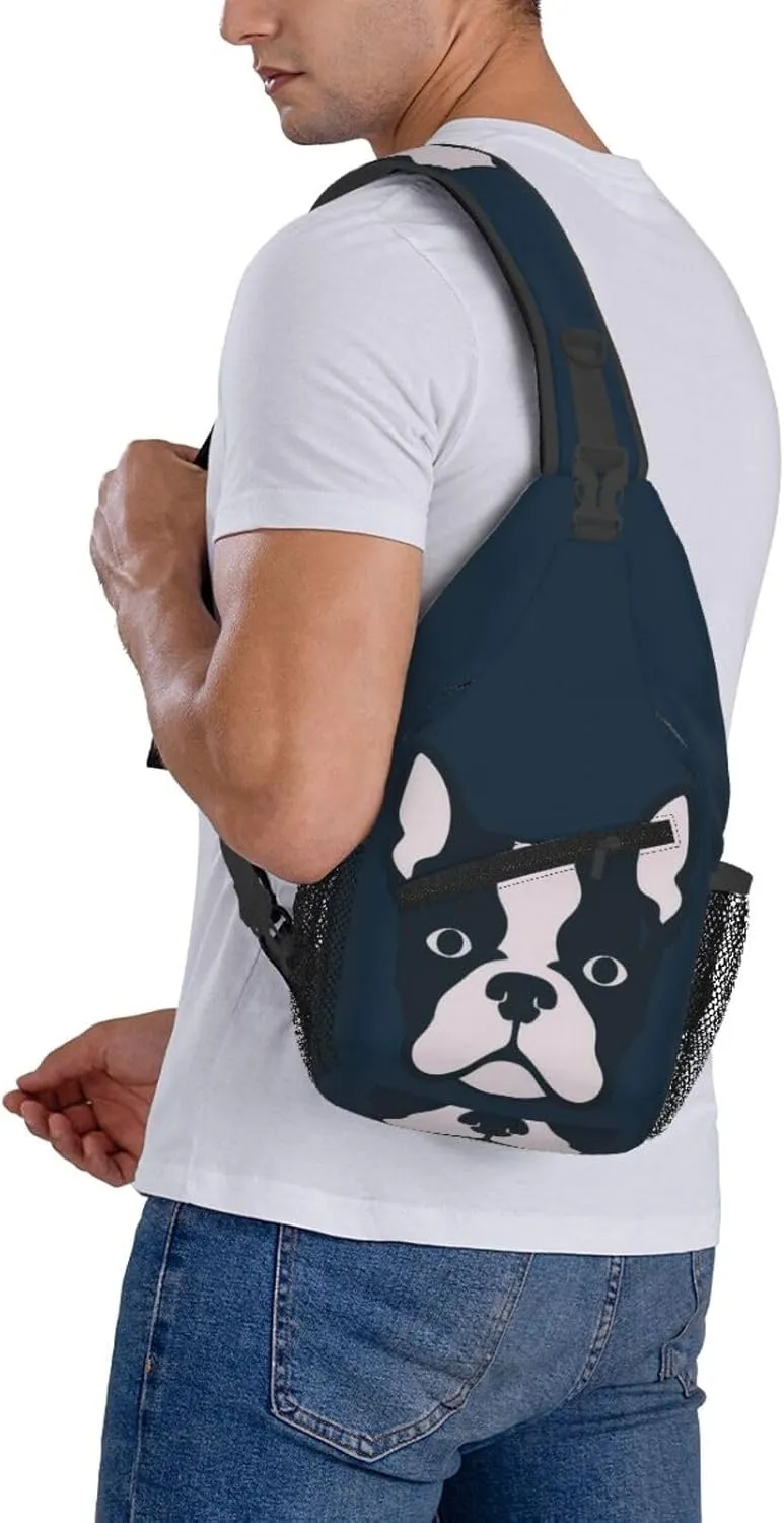 Boston Terrier Crossbody Chest Bags for Women, Small Crossbody Shoulder Bag Sling Bag Travel Hiking Daypack