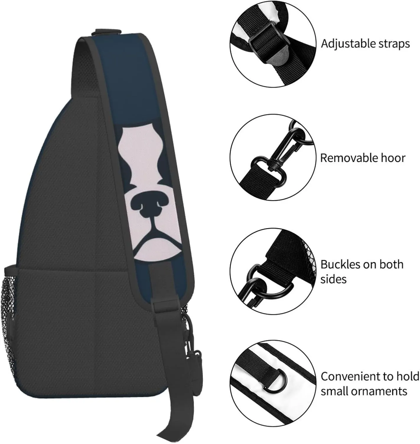 Boston Terrier Crossbody Chest Bags for Women, Small Crossbody Shoulder Bag Sling Bag Travel Hiking Daypack