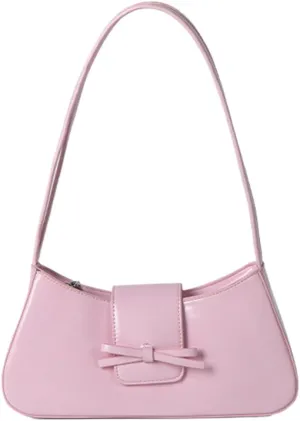 Bow Purse Shoulder Bag Small Coquette Aesthetic Bags Retro Y2k Faux Leather Underarm Purses Cute Handbag for Women
