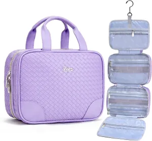 BOYATU Travel Toiletry Bag Hanging Makeup Bag: Large Capacity Makeup Bag Organizer - Portable Cosmetic Bags with Handle 01-Purple