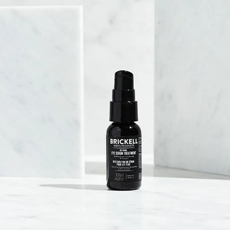Brickell Men'S Dark Circle under Eye Treatment Serum for Men, Natural and Organic Eye Gel to Firm Men'S Wrinkles, Reduce Dark Bags under Eyes, and Promote Youthful Skin, 0.65 Ounce, Unscented
